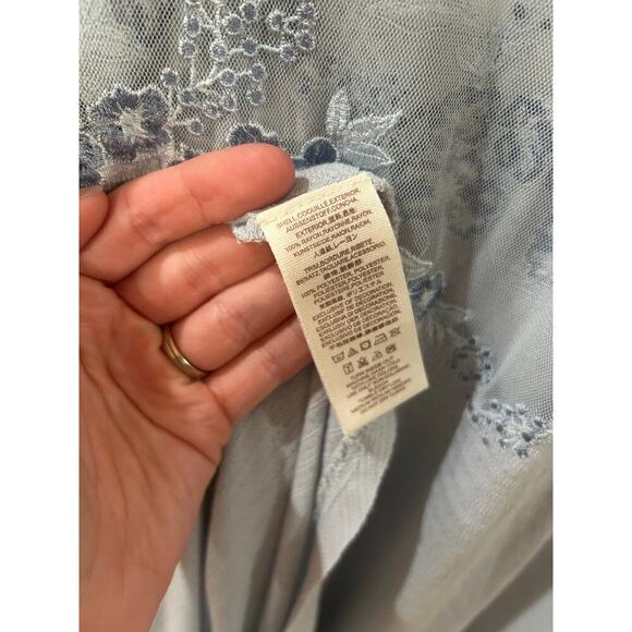 Free People Saheli Glacier Embroidered Floral Top Women’s Small Blue Pastel Boho - Picture 8 of 10